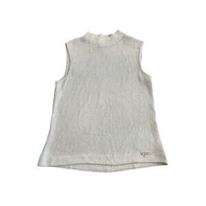 St. John Sport Women's Mock Neck Silver Metallic Sleeveless Top Size Medium